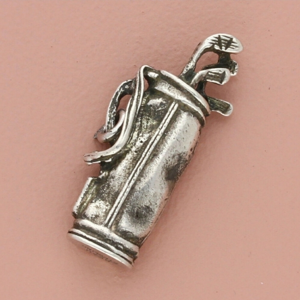 Beau Sterling Silver 3d set of golf clubs charm